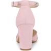 imageAllegra K Womens Pointed Toe Rhinestone Ankle Strap Chunky Heels PumpsLight Pink