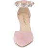 imageAllegra K Womens Pointed Toe Rhinestone Ankle Strap Chunky Heels PumpsLight Pink