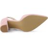 imageAllegra K Womens Pointed Toe Rhinestone Ankle Strap Chunky Heels PumpsLight Pink