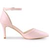 imageAllegra K Womens Pointed Toe Stiletto High Heel Pumps Ankle Strap Wedding Bridal Evening Party Dress ShoesPink