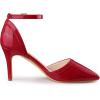 imageAllegra K Womens Pointed Toe Stiletto High Heel Pumps Ankle Strap Wedding Bridal Evening Party Dress ShoesRed