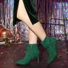 imageAllegra K Womens Pointy Toe Buckle Cross Straps Stiletto Heel Ankle BootsEmerald Green