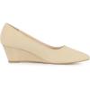 imageAllegra K Womens Pointy Toe Slip On Wedges Heels PumpsBeige
