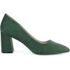 imageAllegra K Womens Pointy Toe Slip on Plaid Printing Closed Toe Dress Shoes Chunky Heel PumpsGreen