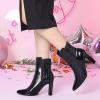 imageAllegra K Womens Printed Pointed Toe Chunky Heels Ankle BootsBlack