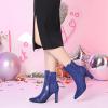 imageAllegra K Womens Printed Pointed Toe Chunky Heels Ankle BootsRoyal Blue