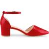 imageAllegra K Womens Pump Pointed Closed Toe Low Chunky Heels PumpsRed
