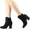 imageAllegra K Womens Round Toe Block Heel Boots Ankle BootiesBlack
