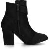 imageAllegra K Womens Round Toe Block Heel Boots Ankle BootiesBlack