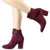 imageAllegra K Womens Round Toe Block Heel Boots Ankle BootiesBurgundy