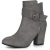 imageAllegra K Womens Round Toe Block Heel Boots Ankle BootiesGrey