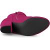 imageAllegra K Womens Round Toe Block Heel Boots Ankle BootiesHot Pink