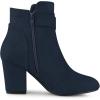 imageAllegra K Womens Round Toe Block Heel Boots Ankle BootiesNavy Blue