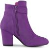imageAllegra K Womens Round Toe Block Heel Boots Ankle BootiesPurple