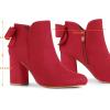 imageAllegra K Womens Round Toe Bow Decor Chunky Heel Ankle BootsRed