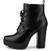 imageAllegra K Womens Round Toe Chunky Heel Lace Up Platform BootsBlack