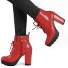 imageAllegra K Womens Round Toe Chunky Heel Lace Up Platform BootsRed