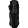 imageAllegra K Womens Round Toe Circle Buckle Chunky Heels Ankle BootsBlack