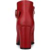 imageAllegra K Womens Round Toe Circle Buckle Chunky Heels Ankle BootsRed