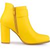 imageAllegra K Womens Round Toe Circle Buckle Chunky Heels Ankle BootsYellow