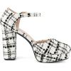 imageAllegra K Womens Round Toe Platform Tweed Chunky Heels PumpsBlack White