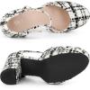 imageAllegra K Womens Round Toe Platform Tweed Chunky Heels PumpsBlack White