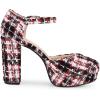 imageAllegra K Womens Round Toe Platform Tweed Chunky Heels PumpsRed Black