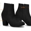 imageAllegra K Womens Round Toe Side Zip Chunky Heel Ankle BootsBlack