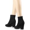 imageAllegra K Womens Round Toe Side Zip Chunky Heel Ankle BootsBlack