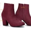 imageAllegra K Womens Round Toe Side Zip Chunky Heel Ankle BootsBurgundy