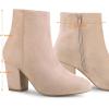 imageAllegra K Womens Round Toe Side Zip Chunky Heel Ankle BootsDust Pink