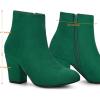 imageAllegra K Womens Round Toe Side Zip Chunky Heel Ankle BootsEmerald Green
