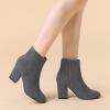imageAllegra K Womens Round Toe Side Zip Chunky Heel Ankle BootsGrey