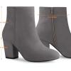 imageAllegra K Womens Round Toe Side Zip Chunky Heel Ankle BootsGrey