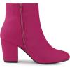 imageAllegra K Womens Round Toe Side Zip Chunky Heel Ankle BootsHot Pink