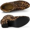 imageAllegra K Womens Round Toe Side Zip Chunky Heel Ankle BootsLeopard