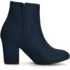 imageAllegra K Womens Round Toe Side Zip Chunky Heel Ankle BootsNavy Blue