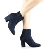 imageAllegra K Womens Round Toe Side Zip Chunky Heel Ankle BootsNavy Blue