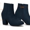 imageAllegra K Womens Round Toe Side Zip Chunky Heel Ankle BootsNavy Blue