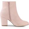 imageAllegra K Womens Round Toe Side Zip Chunky Heel Ankle BootsPink