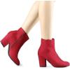 imageAllegra K Womens Round Toe Side Zip Chunky Heel Ankle BootsRed