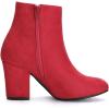 imageAllegra K Womens Round Toe Side Zip Chunky Heel Ankle BootsRed