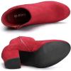 imageAllegra K Womens Round Toe Side Zip Chunky Heel Ankle BootsRed