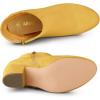 imageAllegra K Womens Round Toe Side Zip Chunky Heel Ankle BootsYellow