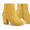 imageAllegra K Womens Round Toe Side Zip Chunky Heel Ankle BootsYellow