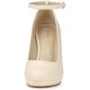 imageAllegra K Womens Round Toe Stiletto Heels Ankle Strap PumpsBeige