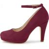 imageAllegra K Womens Round Toe Stiletto Heels Ankle Strap PumpsBurgundy