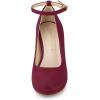 imageAllegra K Womens Round Toe Stiletto Heels Ankle Strap PumpsBurgundy