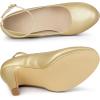 imageAllegra K Womens Round Toe Stiletto Heels Ankle Strap PumpsGold