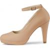 imageAllegra K Womens Round Toe Stiletto Heels Ankle Strap PumpsNude